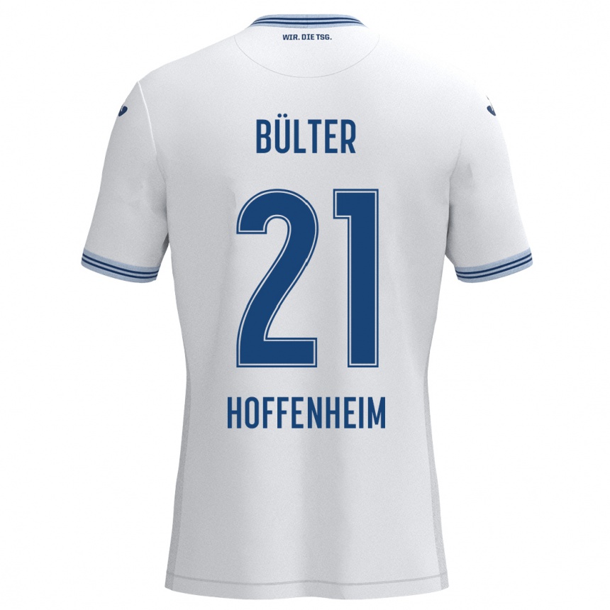 Vaikiškas Marius Bülter #21 Balta Mėlyna Išvykos Marškinėliai 2024/25 T-Shirt