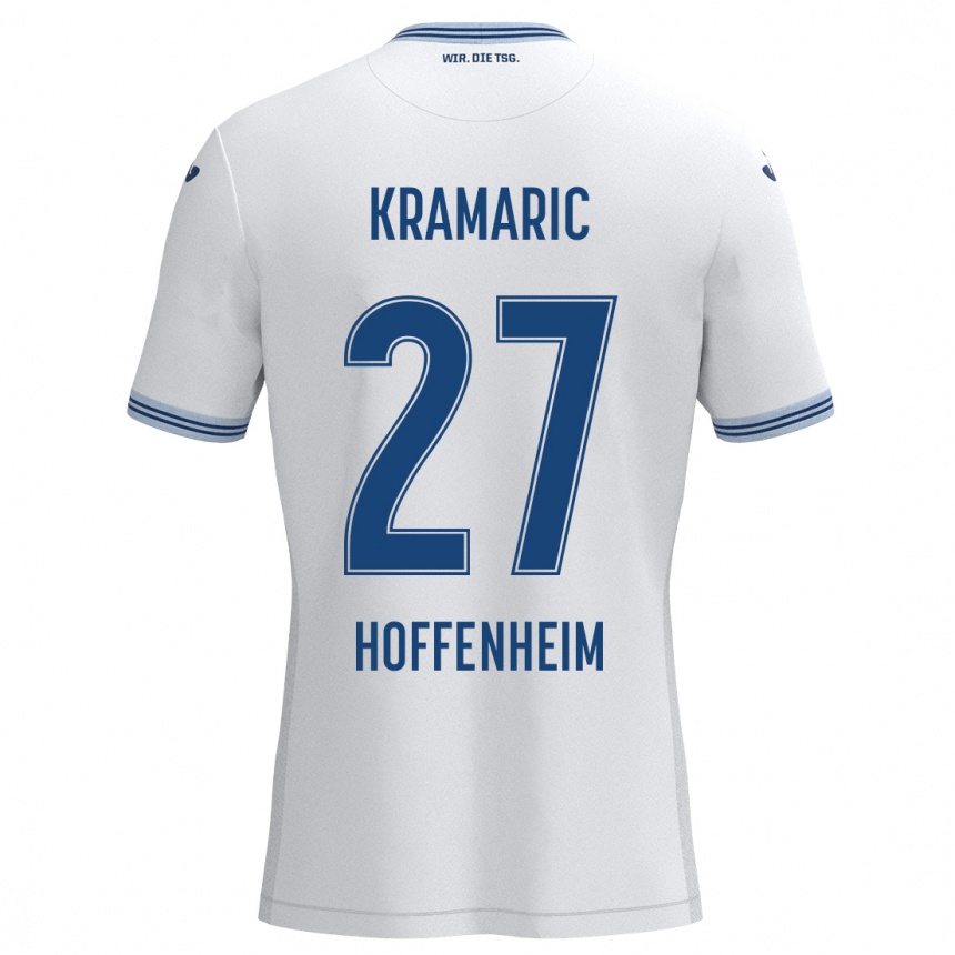 Vaikiškas Andrej Kramaric #27 Balta Mėlyna Išvykos Marškinėliai 2024/25 T-Shirt