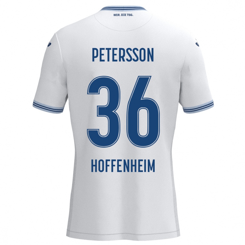 Vaikiškas Lúkas Petersson #36 Balta Mėlyna Išvykos Marškinėliai 2024/25 T-Shirt