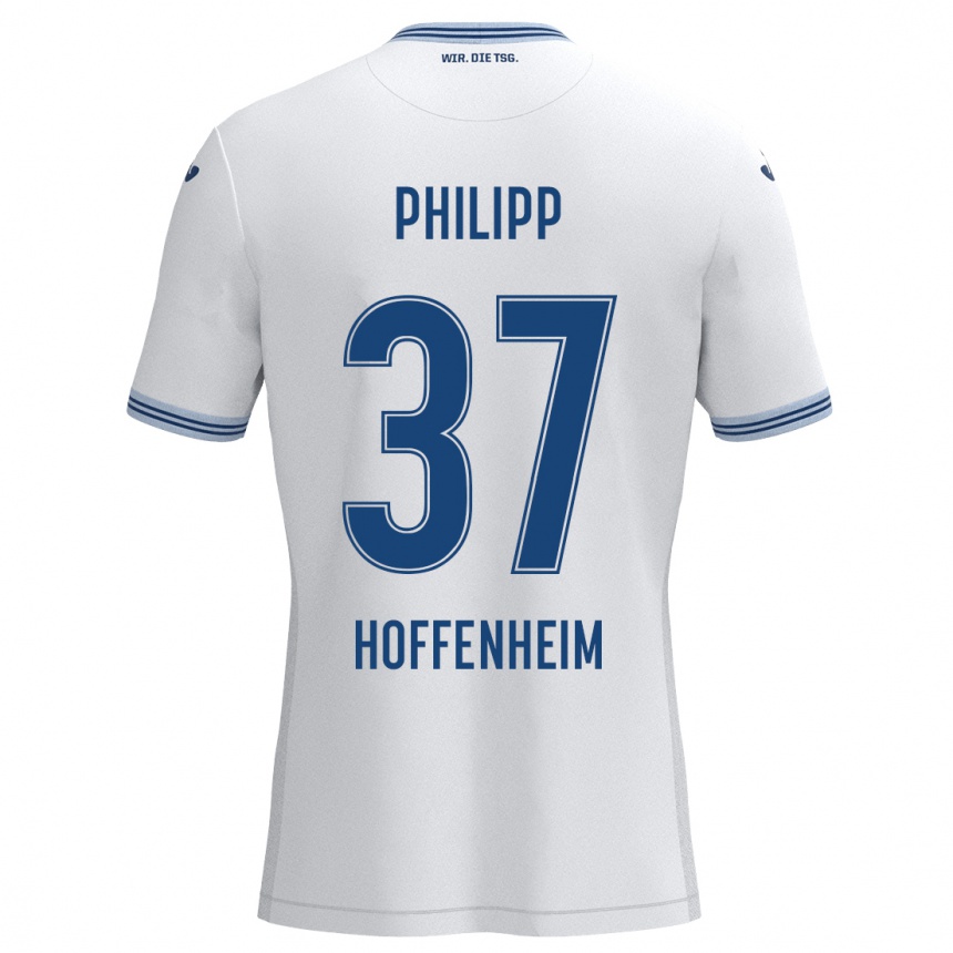 Vaikiškas Luca Philipp #37 Balta Mėlyna Išvykos Marškinėliai 2024/25 T-Shirt