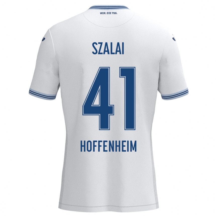 Vaikiškas Attila Szalai #41 Balta Mėlyna Išvykos Marškinėliai 2024/25 T-Shirt