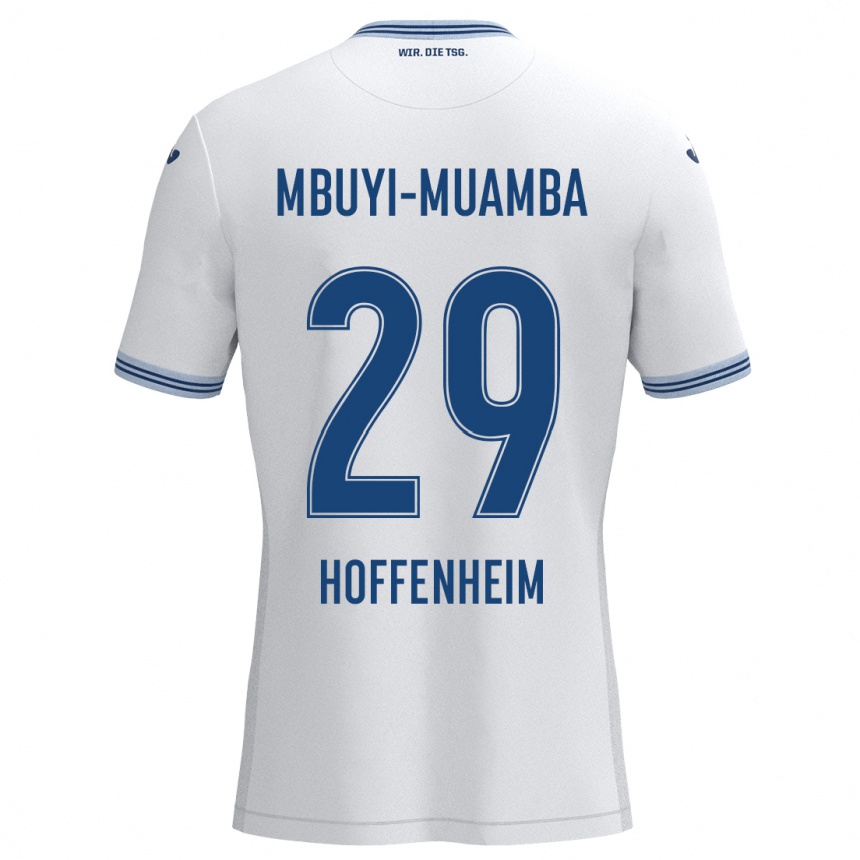 Vaikiškas Hubert Mbuyi-Muamba #29 Balta Mėlyna Išvykos Marškinėliai 2024/25 T-Shirt