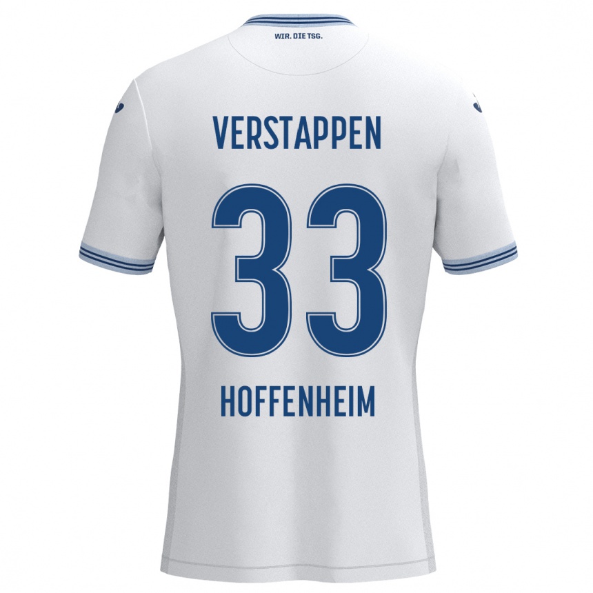 Vaikiškas Eric Verstappen #33 Balta Mėlyna Išvykos Marškinėliai 2024/25 T-Shirt