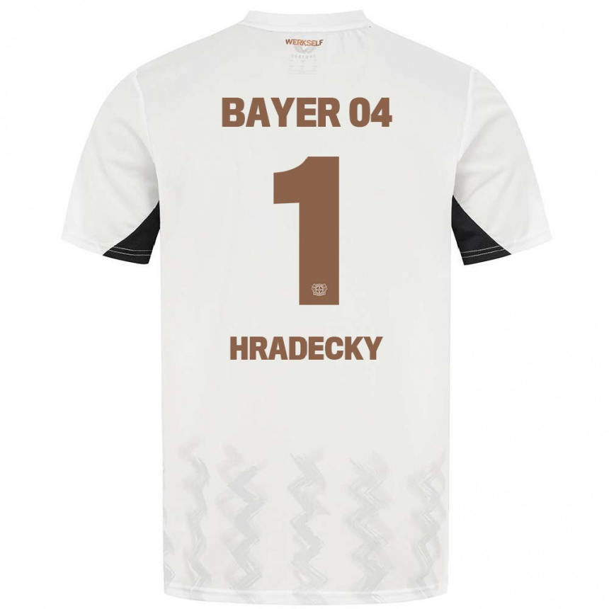 Vaikiškas Lukas Hradecky #1 Balta Juoda Išvykos Marškinėliai 2024/25 T-Shirt