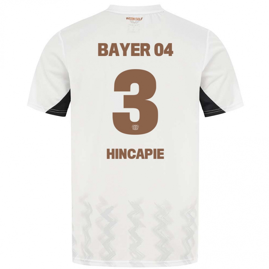 Vaikiškas Piero Hincapié #3 Balta Juoda Išvykos Marškinėliai 2024/25 T-Shirt