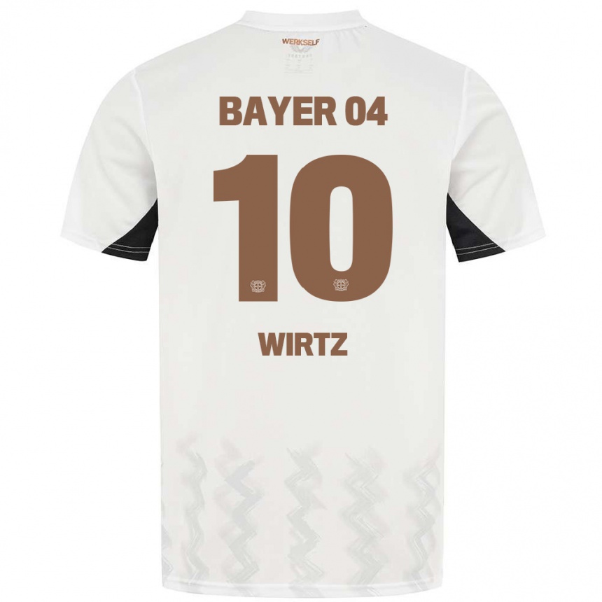 Vaikiškas Florian Wirtz #10 Balta Juoda Išvykos Marškinėliai 2024/25 T-Shirt