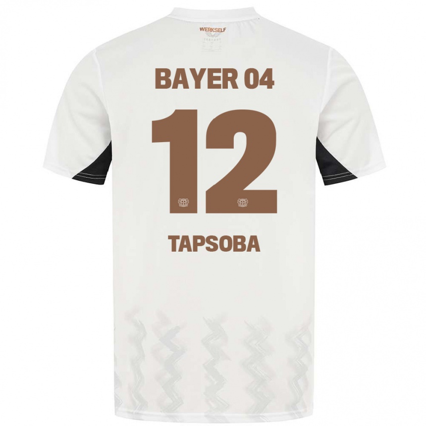 Vaikiškas Edmond Tapsoba #12 Balta Juoda Išvykos Marškinėliai 2024/25 T-Shirt