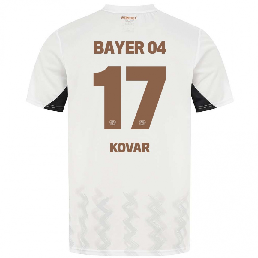 Vaikiškas Matej Kovar #17 Balta Juoda Išvykos Marškinėliai 2024/25 T-Shirt