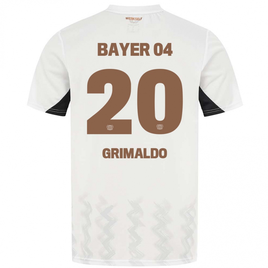 Vaikiškas Alejandro Grimaldo #20 Balta Juoda Išvykos Marškinėliai 2024/25 T-Shirt