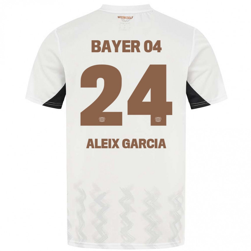 Vaikiškas Aleix García #24 Balta Juoda Išvykos Marškinėliai 2024/25 T-Shirt