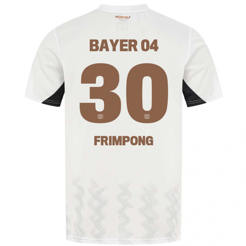 Vaikiškas Jeremie Frimpong #30 Balta Juoda Išvykos Marškinėliai 2024/25 T-Shirt