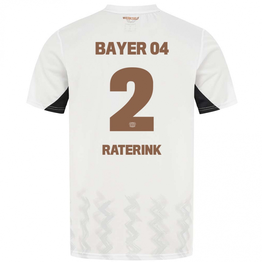 Vaikiškas Othniël Raterink #2 Balta Juoda Išvykos Marškinėliai 2024/25 T-Shirt