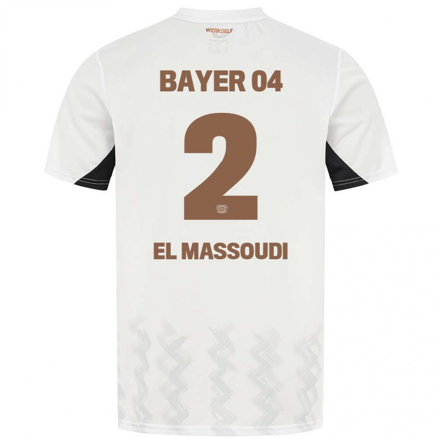 Vaikiškas Nassim El Massoudi #2 Balta Juoda Išvykos Marškinėliai 2024/25 T-Shirt