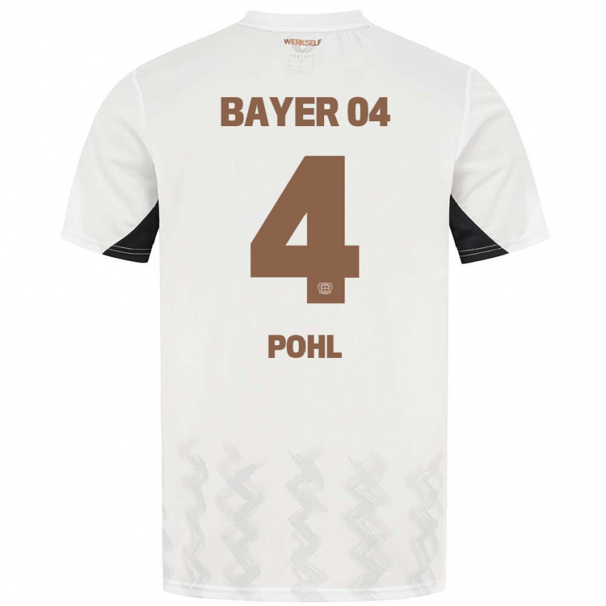 Vaikiškas Ferdinand Pohl #4 Balta Juoda Išvykos Marškinėliai 2024/25 T-Shirt