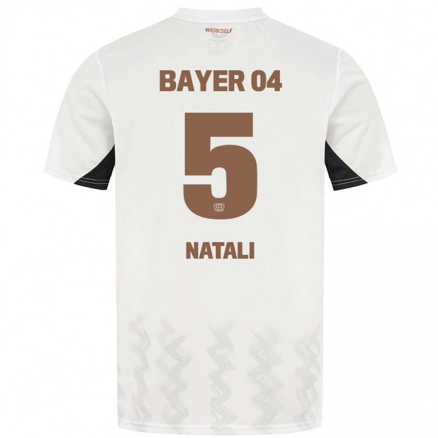 Vaikiškas Andrea Natali #5 Balta Juoda Išvykos Marškinėliai 2024/25 T-Shirt