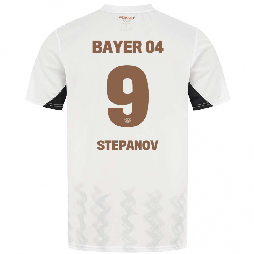 Vaikiškas Artem Stepanov #9 Balta Juoda Išvykos Marškinėliai 2024/25 T-Shirt