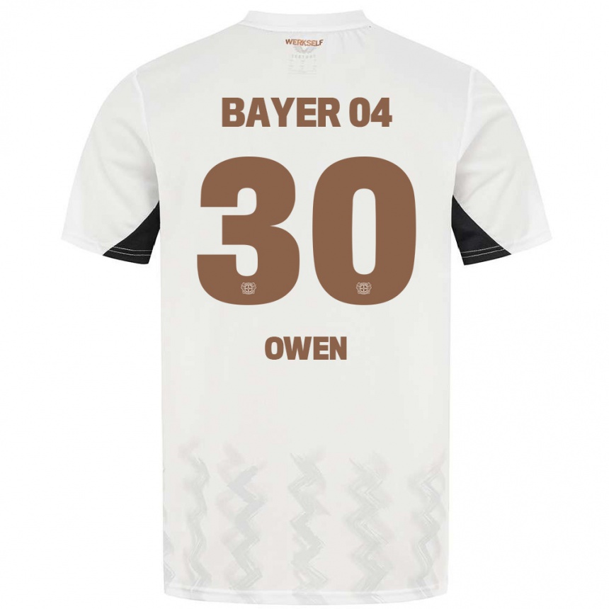 Vaikiškas Emmanuel Owen #30 Balta Juoda Išvykos Marškinėliai 2024/25 T-Shirt