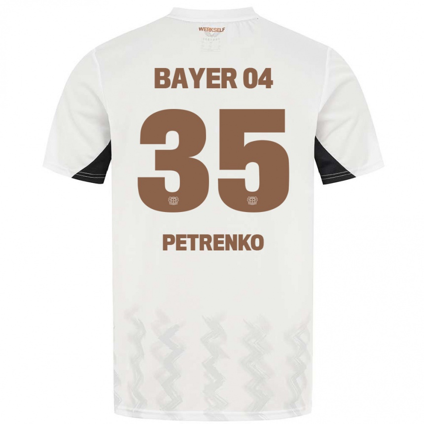 Vaikiškas Oleksandr Petrenko #35 Balta Juoda Išvykos Marškinėliai 2024/25 T-Shirt