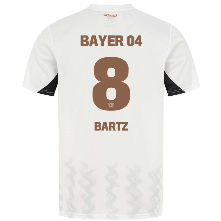 Vaikiškas Paulina Bartz #8 Balta Juoda Išvykos Marškinėliai 2024/25 T-Shirt