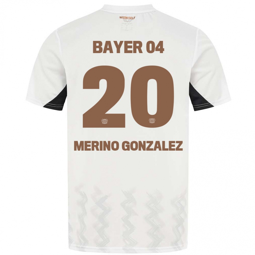 Vaikiškas Estrella Merino Gonzalez #20 Balta Juoda Išvykos Marškinėliai 2024/25 T-Shirt