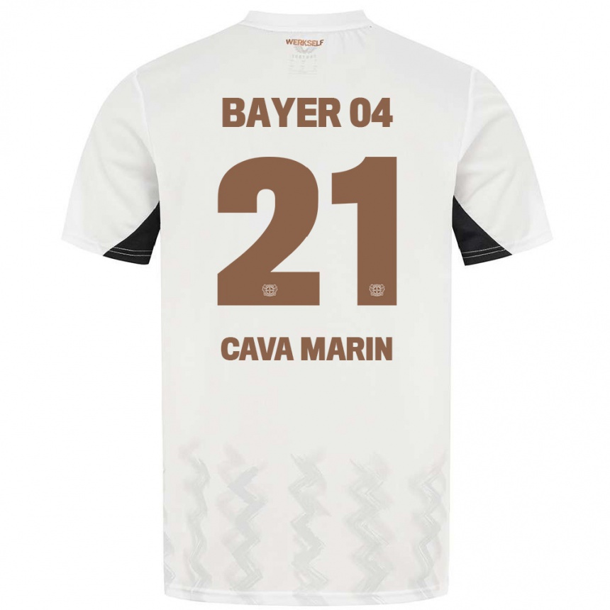 Vaikiškas Sofia Cava Marin #21 Balta Juoda Išvykos Marškinėliai 2024/25 T-Shirt