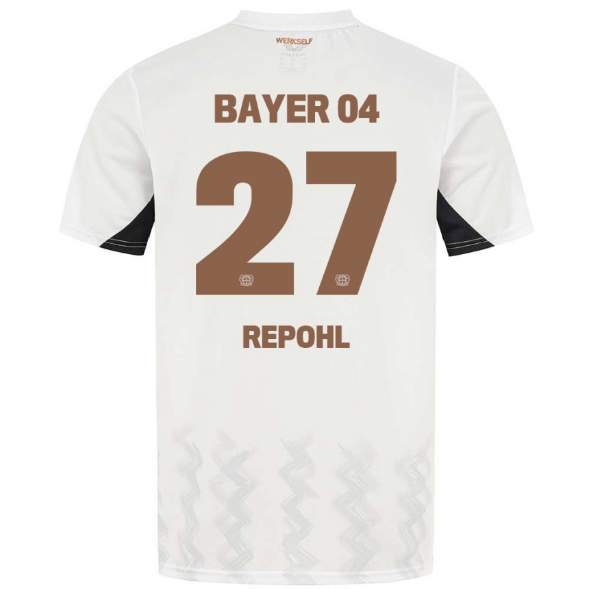 Vaikiškas Friederike Repohl #27 Balta Juoda Išvykos Marškinėliai 2024/25 T-Shirt