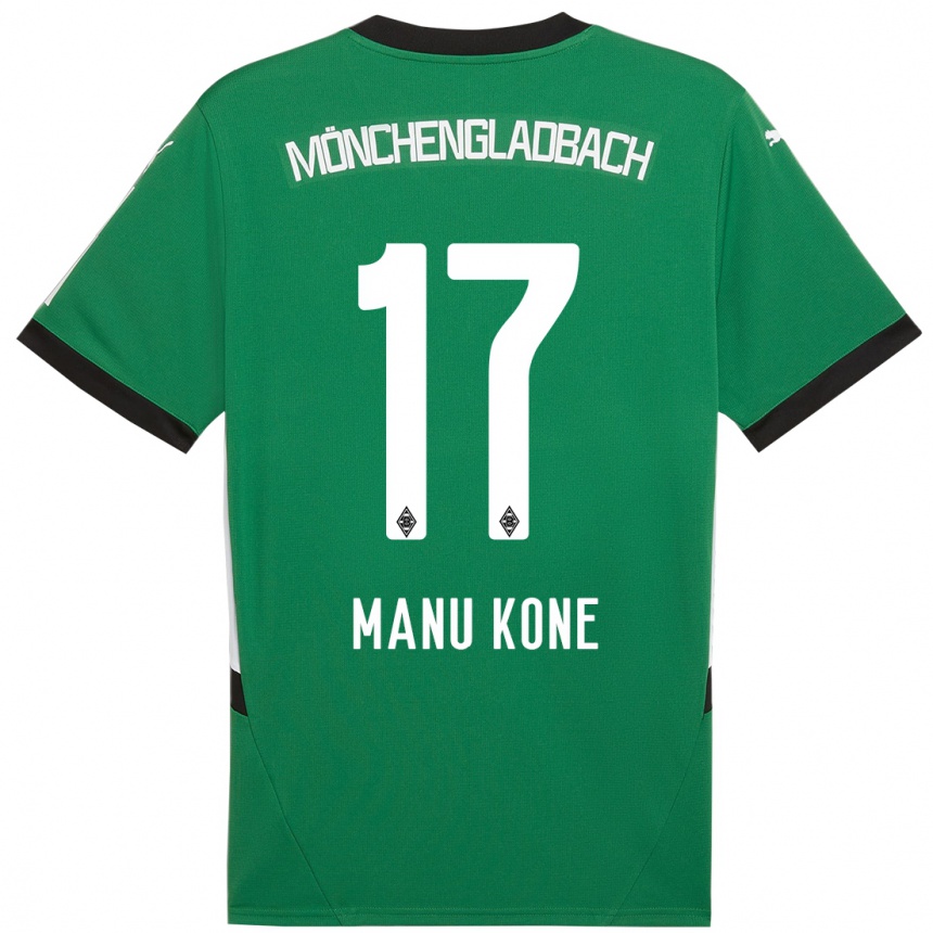 Vaikiškas Manu Koné #17 Žalia Balta Išvykos Marškinėliai 2024/25 T-Shirt