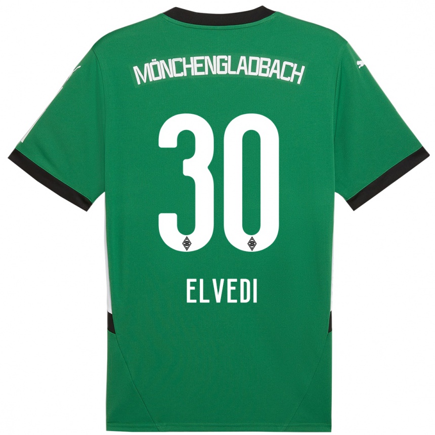 Vaikiškas Nico Elvedi #30 Žalia Balta Išvykos Marškinėliai 2024/25 T-Shirt