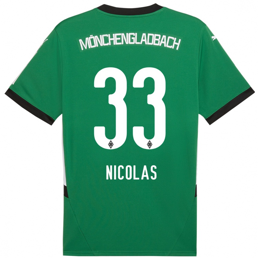 Vaikiškas Moritz Nicolas #33 Žalia Balta Išvykos Marškinėliai 2024/25 T-Shirt