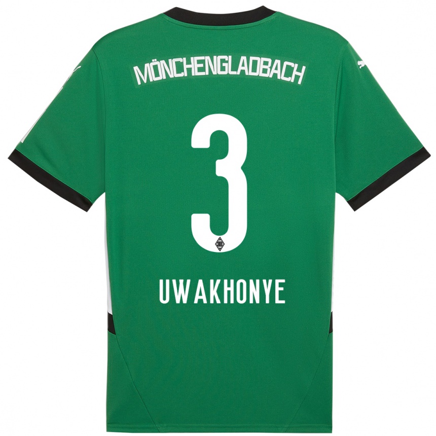 Vaikiškas Joshua Uwakhonye #3 Žalia Balta Išvykos Marškinėliai 2024/25 T-Shirt