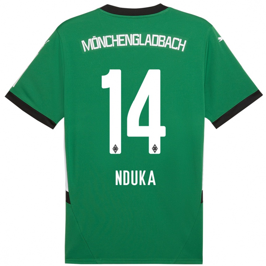 Vaikiškas Michael Nduka #14 Žalia Balta Išvykos Marškinėliai 2024/25 T-Shirt