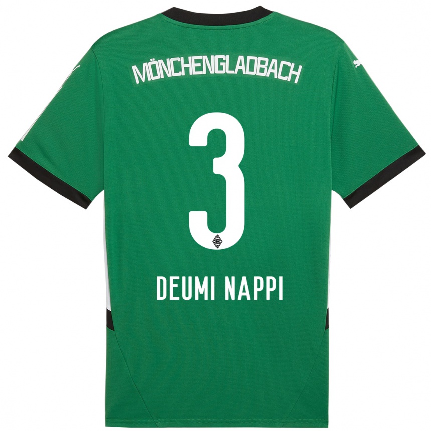 Vaikiškas Dimitrie Deumi Nappi #3 Žalia Balta Išvykos Marškinėliai 2024/25 T-Shirt