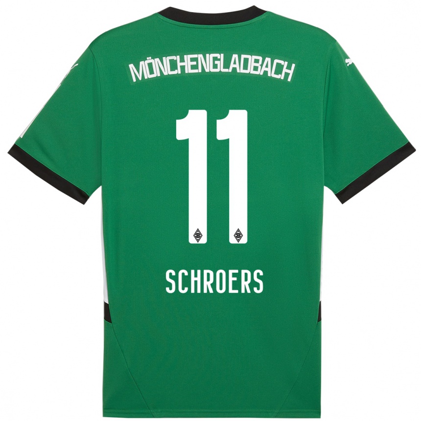 Vaikiškas Mika Schroers #11 Žalia Balta Išvykos Marškinėliai 2024/25 T-Shirt