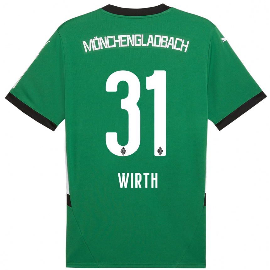 Vaikiškas Linus Wirth #31 Žalia Balta Išvykos Marškinėliai 2024/25 T-Shirt