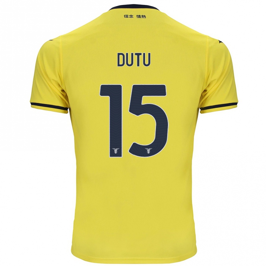 Vaikiškas Matteo Dutu #15 Geltona Išvykos Marškinėliai 2024/25 T-Shirt