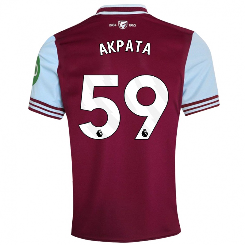 Vyrai Tyron Akpata #59 Tamsiai Raudona Namų Marškinėliai 2024/25 T-Shirt