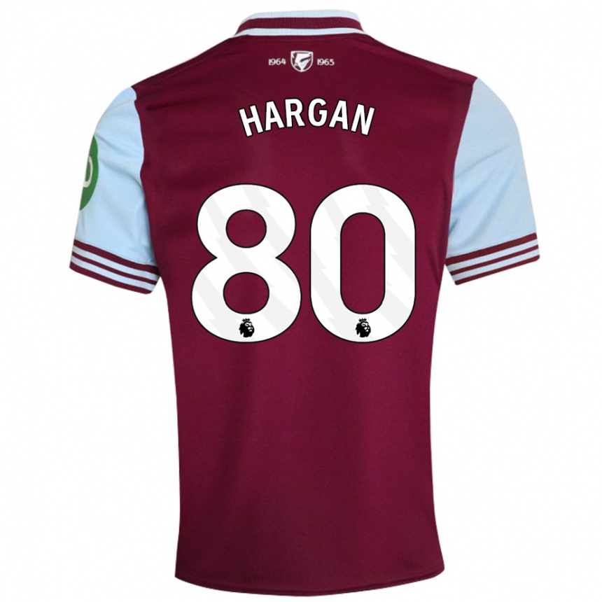 Vyrai Riley Hargan #80 Tamsiai Raudona Namų Marškinėliai 2024/25 T-Shirt