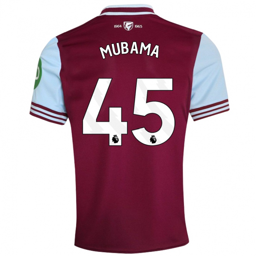 Vyrai Divin Mubama #45 Tamsiai Raudona Namų Marškinėliai 2024/25 T-Shirt