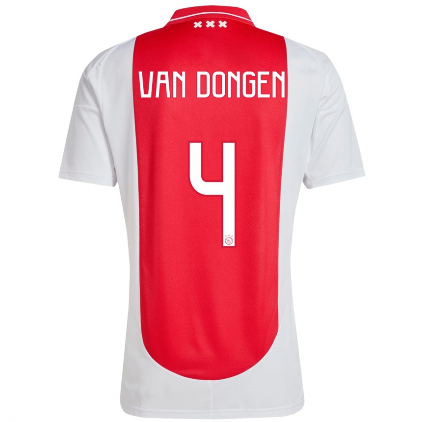 Vyrai Bram Van Dongen #4 Raudona Balta Namų Marškinėliai 2024/25 T-Shirt