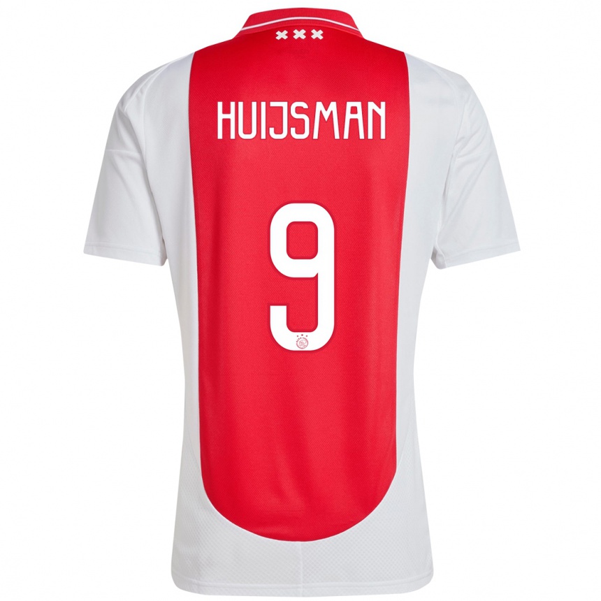 Vyrai Mitchi Huijsman #9 Raudona Balta Namų Marškinėliai 2024/25 T-Shirt