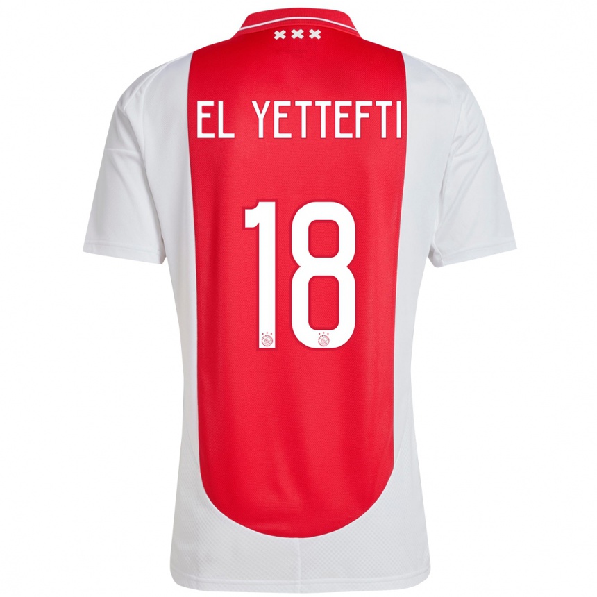 Vyrai Adil Amghar El Yettefti #18 Raudona Balta Namų Marškinėliai 2024/25 T-Shirt