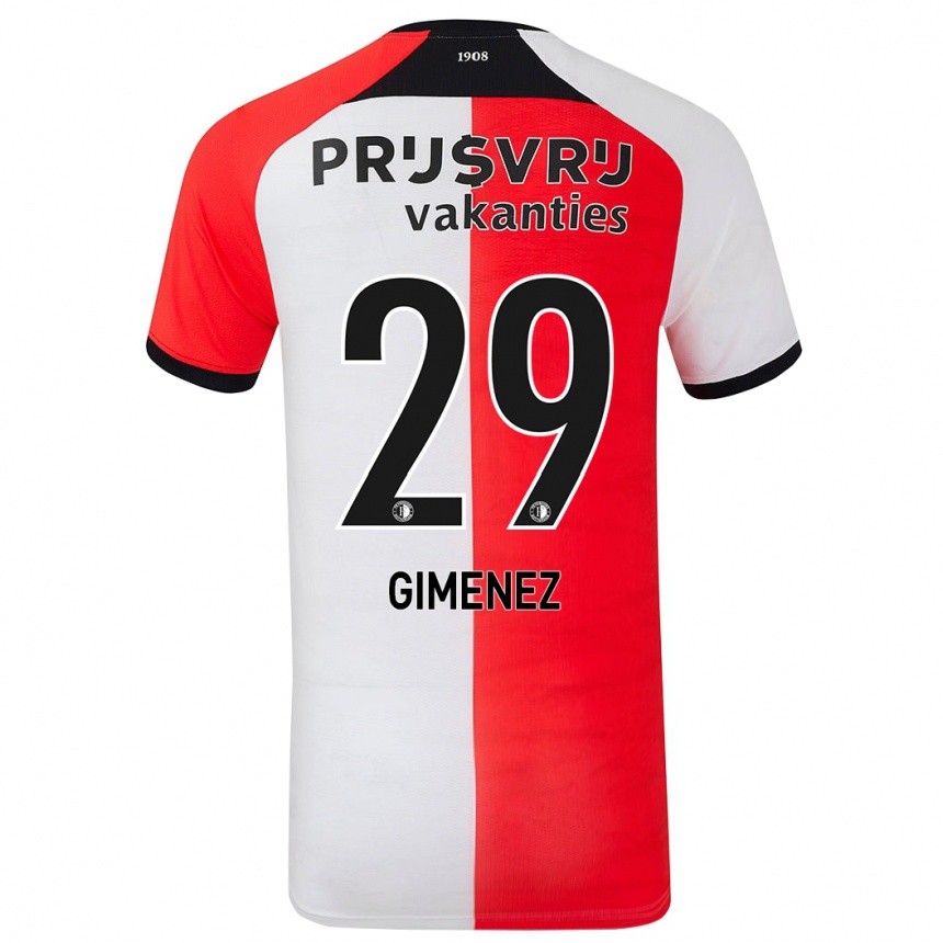 Vyrai Santiago Gimenez #29 Raudona Balta Namų Marškinėliai 2024/25 T-Shirt