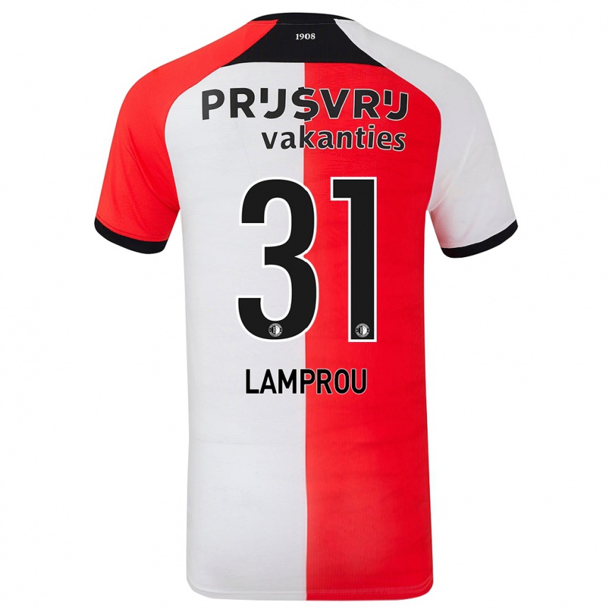 Vyrai Kostas Lamprou #31 Raudona Balta Namų Marškinėliai 2024/25 T-Shirt