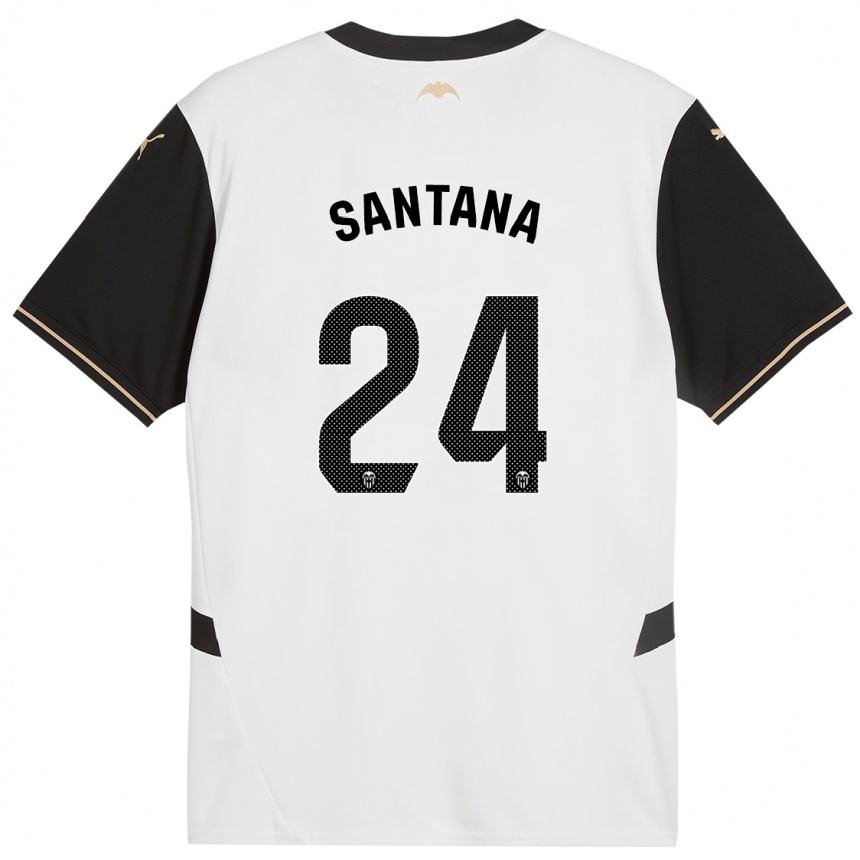 Vyrai Ismael Santana #24 Balta Juoda Namų Marškinėliai 2024/25 T-Shirt