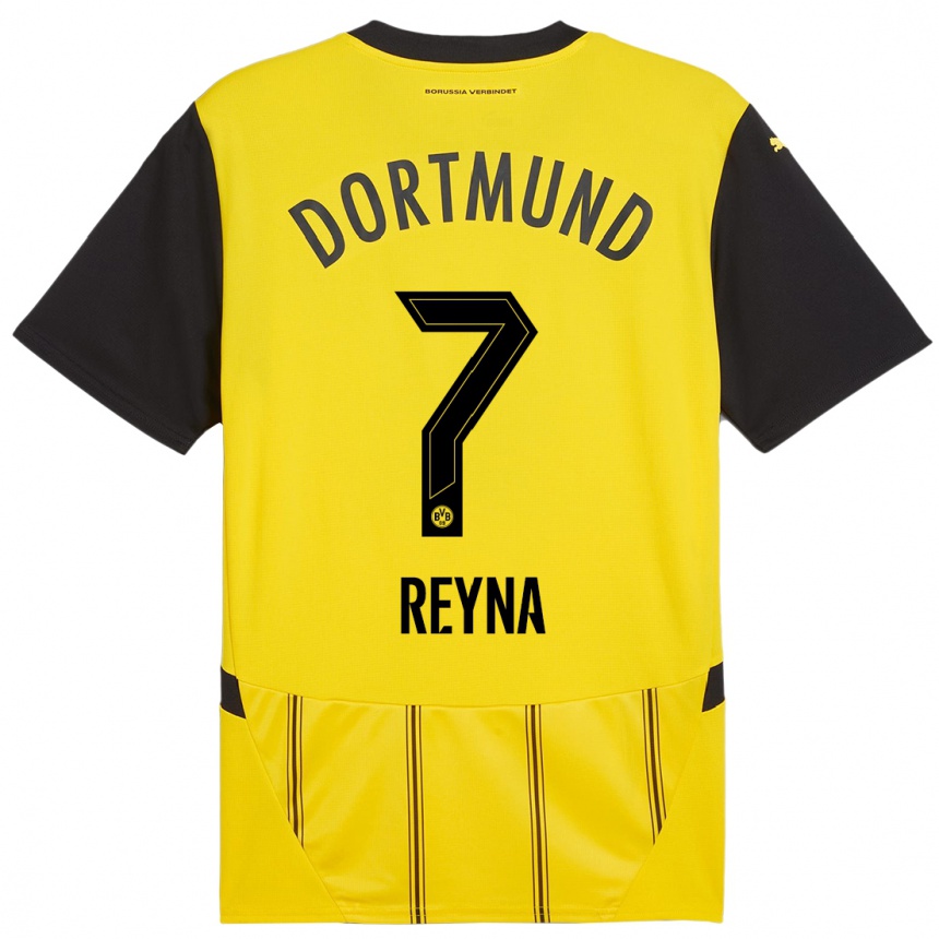 Vyrai Giovanni Reyna #7 Geltona Juoda Namų Marškinėliai 2024/25 T-Shirt