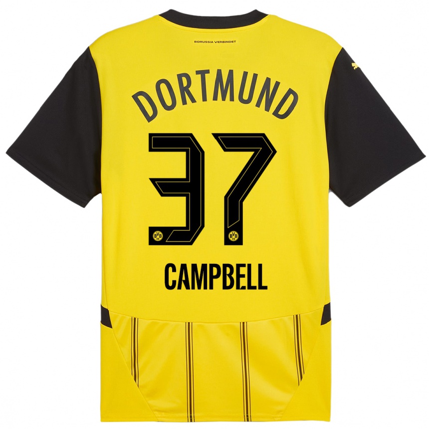 Vyrai Cole Campbell #37 Geltona Juoda Namų Marškinėliai 2024/25 T-Shirt