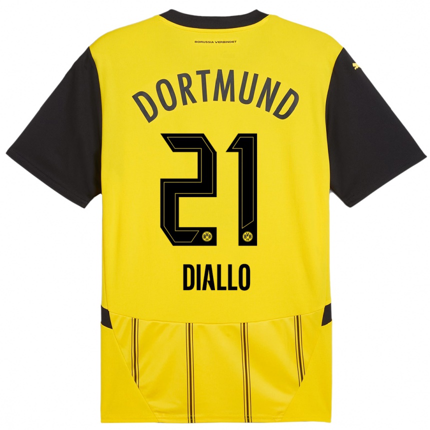 Vyrai Ousmane Diallo #21 Geltona Juoda Namų Marškinėliai 2024/25 T-Shirt