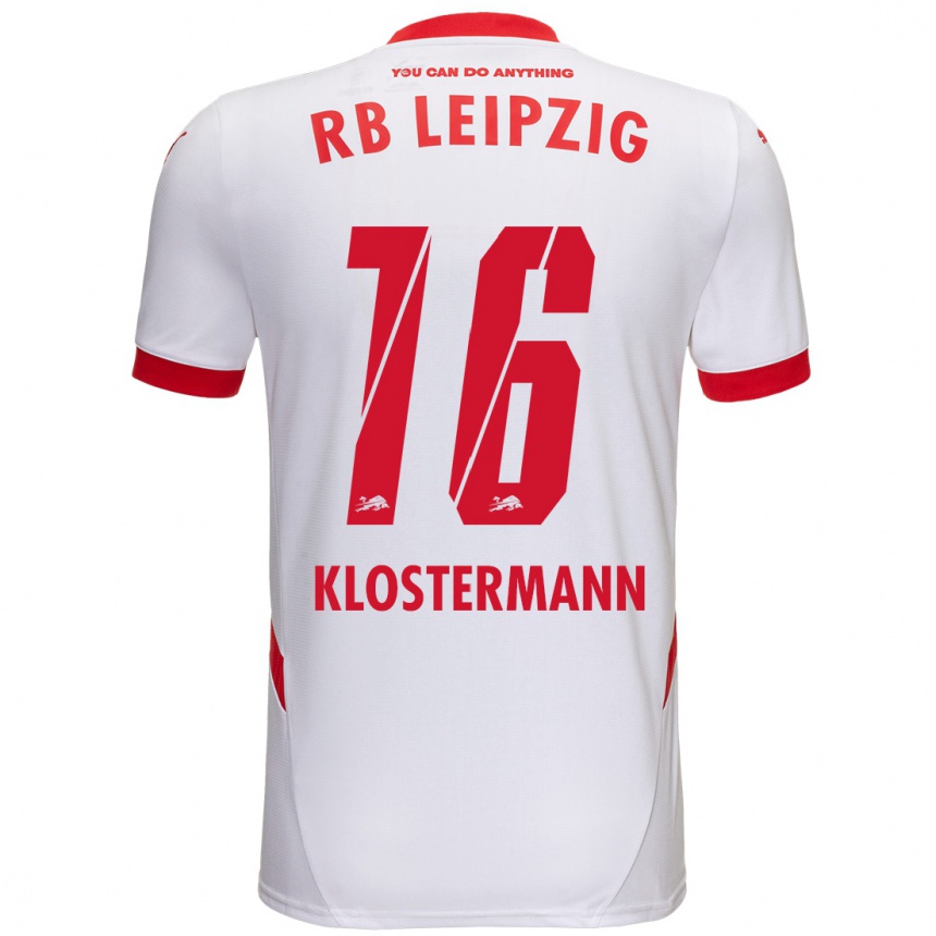 Vyrai Lukas Klostermann #16 Balta Raudona Namų Marškinėliai 2024/25 T-Shirt