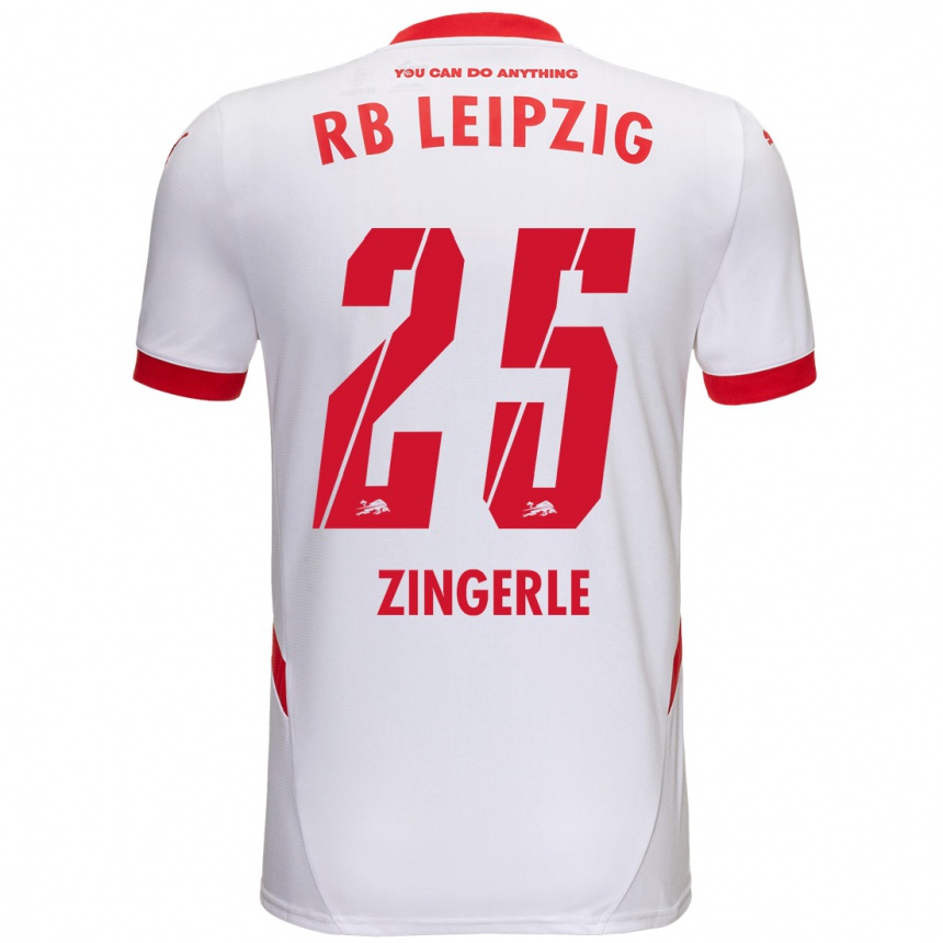 Vyrai Leopold Zingerle #25 Balta Raudona Namų Marškinėliai 2024/25 T-Shirt