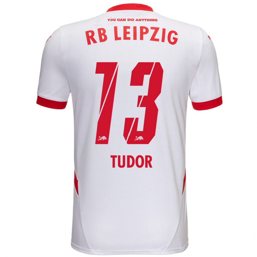 Vyrai Aaron Tudor #13 Balta Raudona Namų Marškinėliai 2024/25 T-Shirt